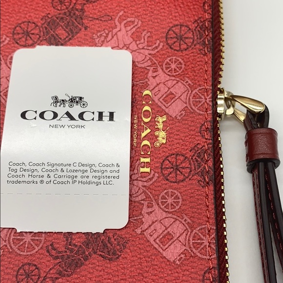 COACH Corner Zip Wristlet Im/bright red/cherry mul - Picture 12 of 14